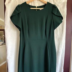 Calvin Klein tulip sleeve crewneck sheath dress-Malachite